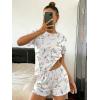 Ekouaer Cute Pajama Sets for Women 2 Piece Short Sleeve Ribbed Pjs Crop Top and Shorts Sleepwear Summer Y2K Lounge Sets(White Flowers)