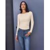 Ekouaer Long Sleeve Shirts Boat Neck Tops Casual Undershirts(Beige)