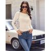Ekouaer Long Sleeve Shirts Boat Neck Tops Casual Undershirts(Beige)