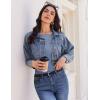 Ekouaer Long Sleeve Shirts Boat Neck Tops Casual Undershirts(Blue)