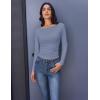 Ekouaer Long Sleeve Shirts Boat Neck Tops Casual Undershirts(Blue)