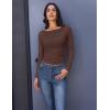 Ekouaer Long Sleeve Shirts Boat Neck Tops Casual Undershirts(Brown)