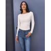 Ekouaer Long Sleeve Shirts Boat Neck Tops Casual Undershirts(White)