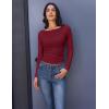Ekouaer Long Sleeve Shirts Boat Neck Tops Casual Undershirts(Wine Red)
