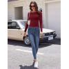 Ekouaer Long Sleeve Shirts Boat Neck Tops Casual Undershirts(Wine Red)