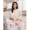 Ekouaer Lounge Sets for Women Long Sleeve Pajamas 2026 Loungewear Soft Comfy Pjs Two Piece Travel Outfits Set(Beige)