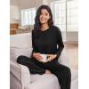Ekouaer Lounge Sets for Women Long Sleeve Pajamas 2026 Loungewear Soft Comfy Pjs Two Piece Travel Outfits Set(Black)