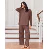 Ekouaer Lounge Sets for Women Long Sleeve Pajamas 2026 Loungewear Soft Comfy Pjs Two Piece Travel Outfits Set(Brown)