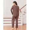 Ekouaer Lounge Sets for Women Long Sleeve Pajamas 2026 Loungewear Soft Comfy Pjs Two Piece Travel Outfits Set(Brown)
