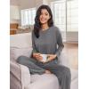 Ekouaer Lounge Sets for Women Long Sleeve Pajamas 2026 Loungewear Soft Comfy Pjs Two Piece Travel Outfits Set(Dark Gray)