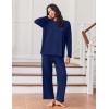 Ekouaer Lounge Sets for Women Long Sleeve Pajamas 2026 Loungewear Soft Comfy Pjs Two Piece Travel Outfits Set(Navy Blue)