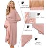 Ekouaer Maternity Nursing Gown and Robe Set Lace Nursing Nightgown for Breastfeeding Labor Delivery gowns for Hospital(Leopard Pink)