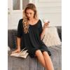 Ekouaer Nightgowns for Women Bamboo Viscose Sleepshirt Short sleeve Nightshirt V Neck T shirt Night gown Boyfriend Sleepwear(Black)