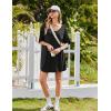 Ekouaer Nightgowns for Women Bamboo Viscose Sleepshirt Short sleeve Nightshirt V Neck T shirt Night gown Boyfriend Sleepwear(Black)
