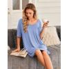Ekouaer Nightgowns for Women Bamboo Viscose Sleepshirt Short sleeve Nightshirt V Neck T shirt Night gown Boyfriend Sleepwear(Light Blue)