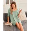 Ekouaer Nightgowns for Women Bamboo Viscose Sleepshirt Short sleeve Nightshirt V Neck T shirt Night gown Boyfriend Sleepwear(Light Green)