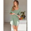 Ekouaer Nightgowns for Women Bamboo Viscose Sleepshirt Short sleeve Nightshirt V Neck T shirt Night gown Boyfriend Sleepwear(Light Green)