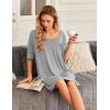 Ekouaer Nightgowns for Women Bamboo Viscose Sleepshirt Short sleeve Nightshirt V Neck T shirt Night gown Boyfriend Sleepwear(Light Grey)