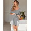 Ekouaer Nightgowns for Women Bamboo Viscose Sleepshirt Short sleeve Nightshirt V Neck T shirt Night gown Boyfriend Sleepwear(Light Grey)
