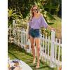 Ekouaer Nightgowns for Women Bamboo Viscose Sleepshirt Short sleeve Nightshirt V Neck T shirt Night gown Boyfriend Sleepwear(Light Purple)
