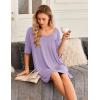 Ekouaer Nightgowns for Women Bamboo Viscose Sleepshirt Short sleeve Nightshirt V Neck T shirt Night gown Boyfriend Sleepwear(Light Purple)