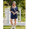 Ekouaer Nightgowns for Women Bamboo Viscose Sleepshirt Short sleeve Nightshirt V Neck T shirt Night gown Boyfriend Sleepwear(Navy Blue)