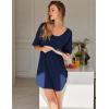 Ekouaer Nightgowns for Women Bamboo Viscose Sleepshirt Short sleeve Nightshirt V Neck T shirt Night gown Boyfriend Sleepwear(Navy Blue)