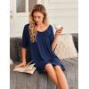 Ekouaer Nightgowns for Women Bamboo Viscose Sleepshirt Short sleeve Nightshirt V Neck T shirt Night gown Boyfriend Sleepwear(Navy Blue)