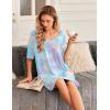 Ekouaer Nightgowns for Women Bamboo Viscose Sleepshirt Short sleeve Nightshirt V Neck T shirt Night gown Boyfriend Sleepwear(Tie-dye)