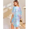 Ekouaer Nightgowns for Women Bamboo Viscose Sleepshirt Short sleeve Nightshirt V Neck T shirt Night gown Boyfriend Sleepwear(Tie-dye)