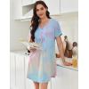 Ekouaer Nightgowns for Women Cotton Night Gowns Pleated Nightshirts Henley V Neck Sleepshirts Short Sleeve Sleepwear(Pink & Yellow Tie Dye)