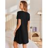 Ekouaer Nightgowns for Women Pleated Sleep Shirts Short Sleeve Night Shirts Lace Trim Night Gown Ladies Sleep Dress(Black)