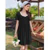 Ekouaer Nightgowns for Women Pleated Sleep Shirts Short Sleeve Night Shirts Lace Trim Night Gown Ladies Sleep Dress(Black)