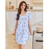 Ekouaer Nightgowns for Women Pleated Sleep Shirts Short Sleeve Night Shirts Lace Trim Night Gown Ladies Sleep Dress(Floral Light Blue)