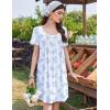 Ekouaer Nightgowns for Women Pleated Sleep Shirts Short Sleeve Night Shirts Lace Trim Night Gown Ladies Sleep Dress(Floral Light Blue)