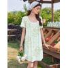 Ekouaer Nightgowns for Women Pleated Sleep Shirts Short Sleeve Night Shirts Lace Trim Night Gown Ladies Sleep Dress(Floral Light Green)