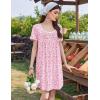 Ekouaer Nightgowns for Women Pleated Sleep Shirts Short Sleeve Night Shirts Lace Trim Night Gown Ladies Sleep Dress(Floral Pink)