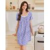 Ekouaer Nightgowns for Women Pleated Sleep Shirts Short Sleeve Night Shirts Lace Trim Night Gown Ladies Sleep Dress(Floral Purple)