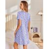 Ekouaer Nightgowns for Women Pleated Sleep Shirts Short Sleeve Night Shirts Lace Trim Night Gown Ladies Sleep Dress(Floral Purple)