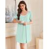 Ekouaer Nightgowns for Women Pleated Sleep Shirts Short Sleeve Night Shirts Lace Trim Night Gown Ladies Sleep Dress(Light Green)