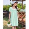 Ekouaer Nightgowns for Women Pleated Sleep Shirts Short Sleeve Night Shirts Lace Trim Night Gown Ladies Sleep Dress(Light Green)