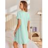 Ekouaer Nightgowns for Women Pleated Sleep Shirts Short Sleeve Night Shirts Lace Trim Night Gown Ladies Sleep Dress(Light Green)