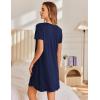 Ekouaer Nightgowns for Women Pleated Sleep Shirts Short Sleeve Night Shirts Lace Trim Night Gown Ladies Sleep Dress(Navy Blue)