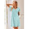 Ekouaer Nightgowns for Women Short Sleeve Night Gown Comfy Sleep Shirt Soft Sleep Dress Pleated Sleepwear(Green White Flowers)