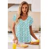 Ekouaer Nightgowns for Women Short Sleeve Night Gown Comfy Sleep Shirt Soft Sleep Dress Pleated Sleepwear(Green White Flowers)