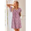 Ekouaer Nightgowns for Women Short Sleeve Night Gown Comfy Sleep Shirt Soft Sleep Dress Pleated Sleepwear(Pink Leopard Print)