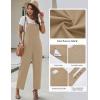 Ekouaer Overalls for Women Baggy Bib Jumpers Casual Sleeveless Jumpsuits One Piece Long Pant Rompers with Pockets 2026(Khaki)