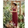 Ekouaer Overalls for Women Baggy Bib Jumpers Casual Sleeveless Jumpsuits One Piece Long Pant Rompers with Pockets 2026(Wine Red)