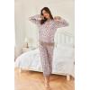 Ekouaer Pajamas Set Long Sleeve Pj Sets 2 Piece Jogger Pajama Sets Soft Sleepwear Loungewear for Women(Beige Leopard)