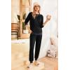 Ekouaer Pajamas Set Long Sleeve Pj Sets 2 Piece Jogger Pajama Sets Soft Sleepwear Loungewear for Women(Black)